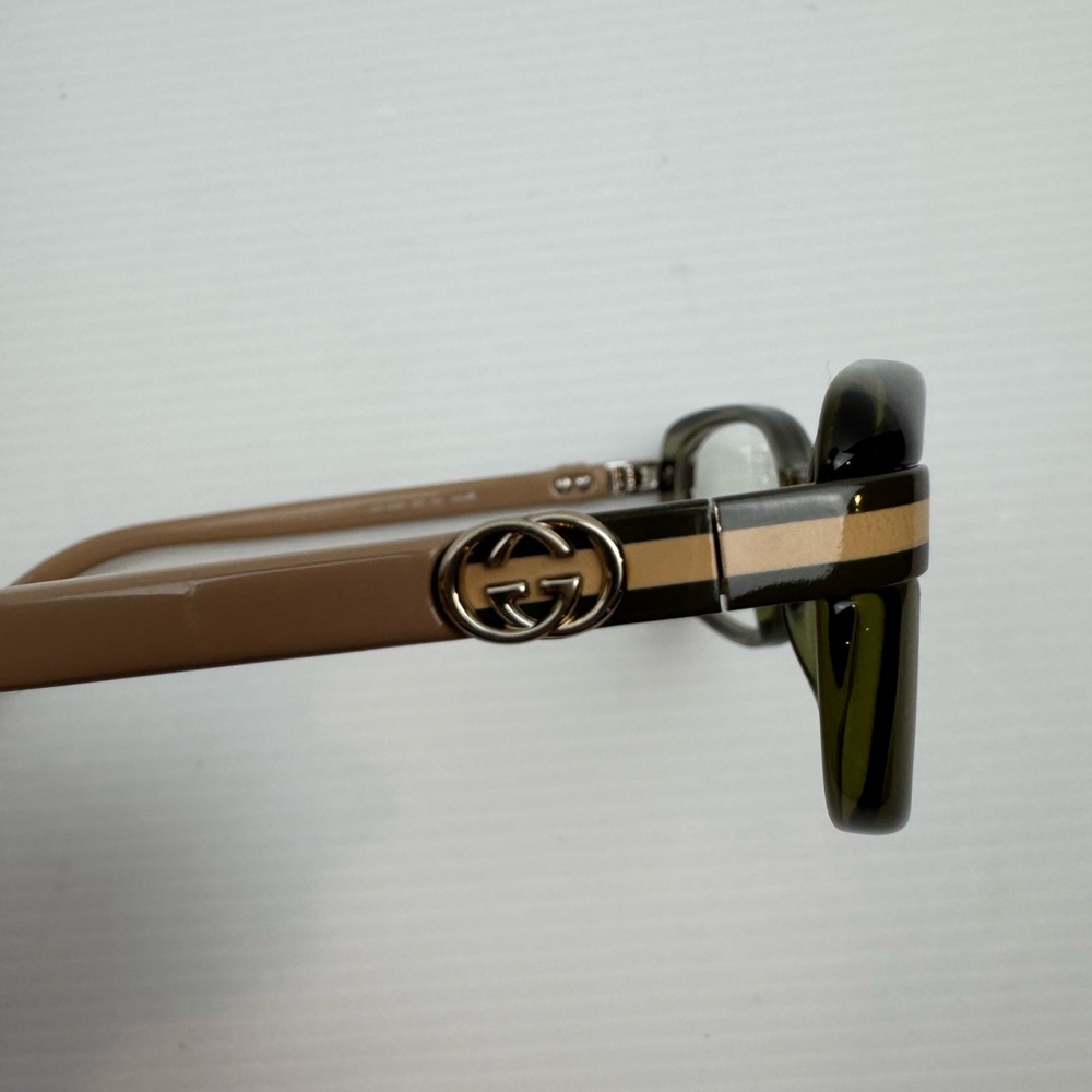 GUCCI EYEGLASSES GG 3200 310 140 TRANSPARENT GREEN & NUDE BEIGE Semi Cat Eye - Picture 5 of 16